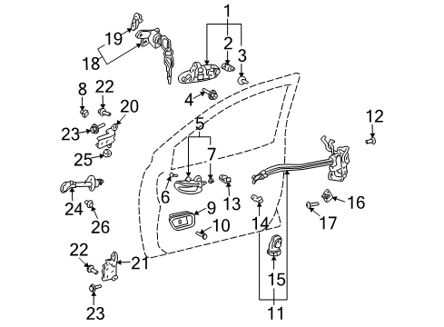 2001 Toyota Prius Front Door Front Door Outside Handle Assembly Right Diagram for 69210-47020-J1