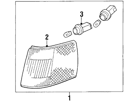1990 Honda CRX Side Marker Lamps Light Assembly, Right Front Position Diagram for 34300-SH2-A04