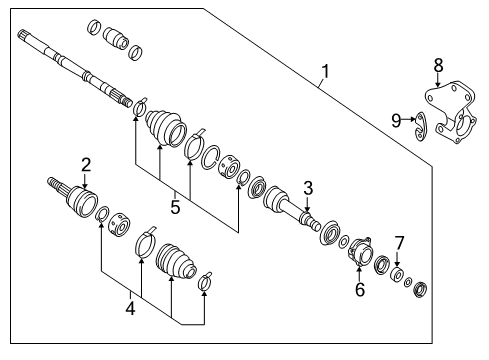 2021 Nissan Murano Drive Axles - Front Shaft Assembly-FRT Drive RH Diagram for 39100-9UE5D