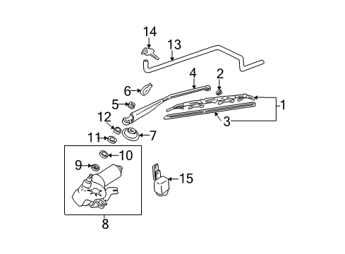 2001 Hyundai Accent Wiper & Washer Components Cap & Pad Assembly Diagram for 98714-25000