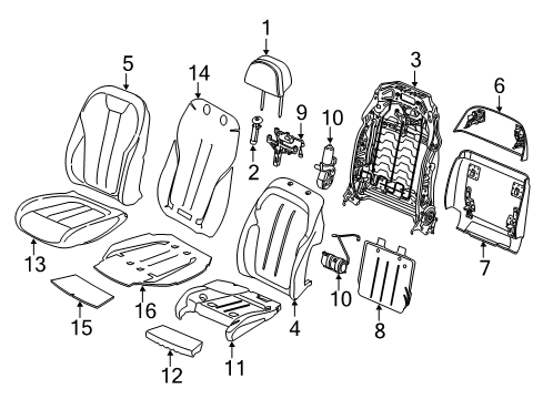 2016 BMW X6 Heated Seats Foam Pad Sport Backrest Left Diagram for 52107303539