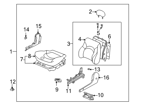 2002 Kia Optima Front Seat Components Cushion Assembly-Front Seat, RH Diagram for 882013C010GJA