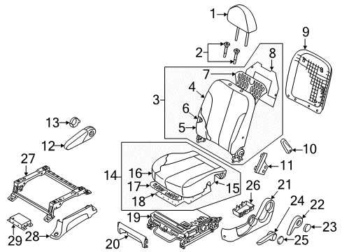 2014 Kia Sedona Heated Seats Cushion Assembly(W/O Track Diagram for 881004D223AGU