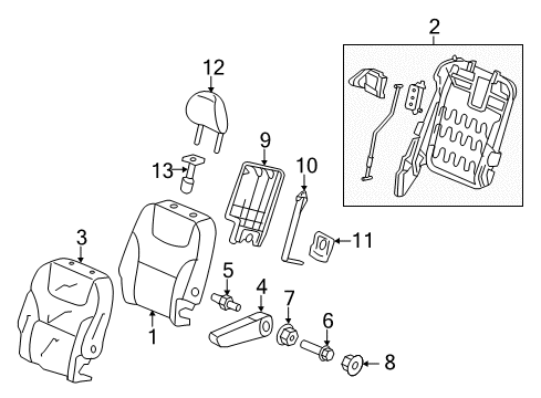 2012 Honda Odyssey Second Row Seats Frame, L. Diagram for 81726-TK8-A02