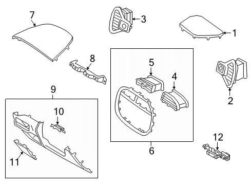 2021 Kia Soul Cluster & Switches, Instrument Panel Pad-Crash Pad Main Diagram for 84714K0000