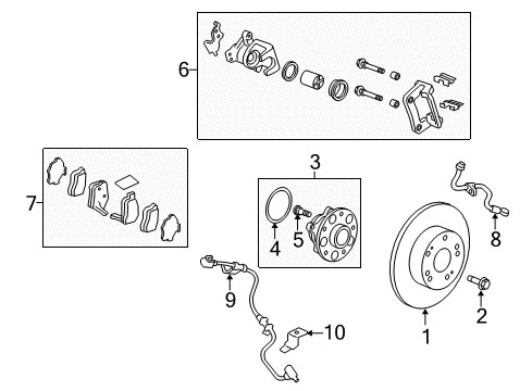 2011 Honda Accord Crosstour Brake Components Set Pad Front (13Clt Diagram for 45022-TP6-A01