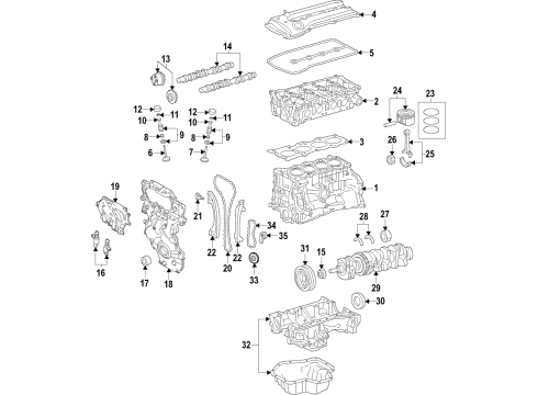 2020 Nissan Rogue Sport Engine Parts, Mounts, Cylinder Head & Valves, Camshaft & Timing, Variable Valve Timing, Oil Cooler, Oil Pan, Oil Pump, Crankshaft & Bearings, Pistons, Rings & Bearings Lifter-Valve Diagram for 13233-1KC1E