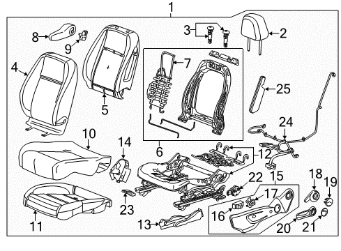 2021 Chevrolet Trax Driver Seat Components Tilt Lever Diagram for 95078142