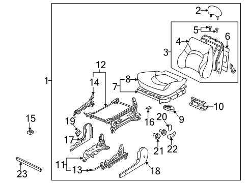 2003 Kia Optima Front Seat Components Cushion Assembly-Front Seat, L Diagram for 881003C001BTG