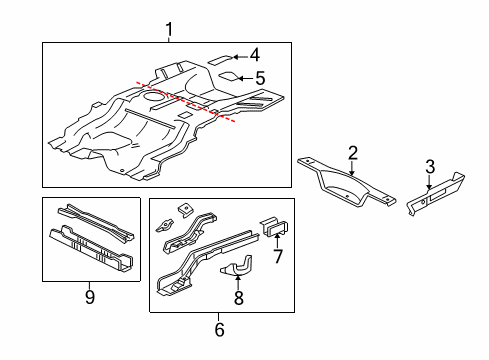 2007 Cadillac DTS Rear Body - Floor & Rails Rail End Diagram for 25703995