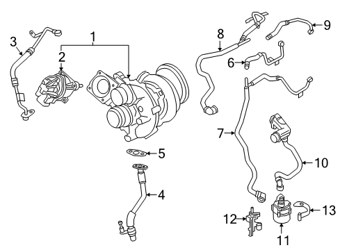 2018 BMW 750i xDrive Turbocharger Coolant Line, Return From Turbocharger Diagram for 11538697260
