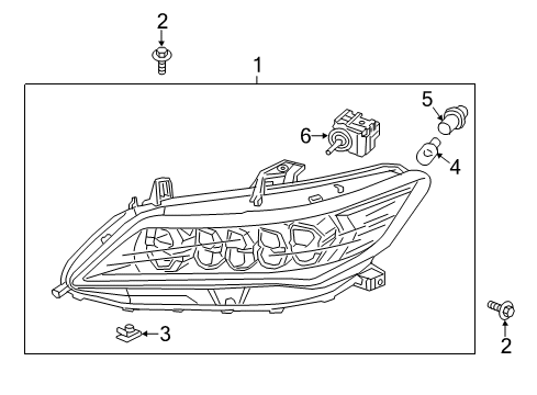 2020 Acura RLX Headlamps Headlight Assembly, Passenger Side Diagram for 33100-TY2-A52