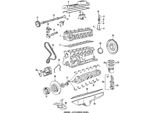 1986 BMW 524td Engine Mounting Gasket Set Cylinder Head Asbestos Free Diagram for 11122243879
