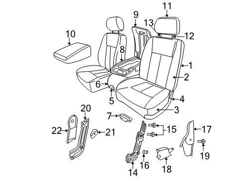 2006 Dodge Dakota Front Seat Components Front Seat Cushion Diagram for 1BJ701J3AA