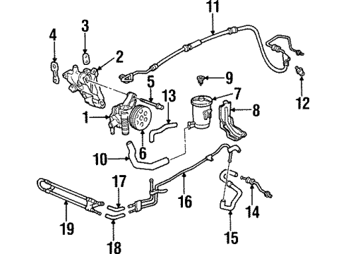 2001 Honda Prelude P/S Pump & Hoses, Steering Gear & Linkage Hose, Return Diagram for 53734-S30-A20
