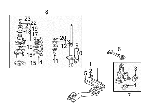 2002 Honda Civic Rear Suspension Components, Lower Control Arm, Upper Control Arm, Stabilizer Bar Bush, Rear Shock Absorber (Lower) Diagram for 52622-S5D-A01
