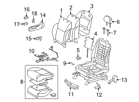 2013 Lexus LX570 Power Seats Front Seat Back Cover Sub-Assembly, Right (For Separate Type) Diagram for 71073-60D30-A3