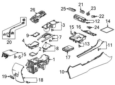 2022 Honda Civic Center Console BOX ASSY- *NH900L* Diagram for 83433-T20-A21ZA