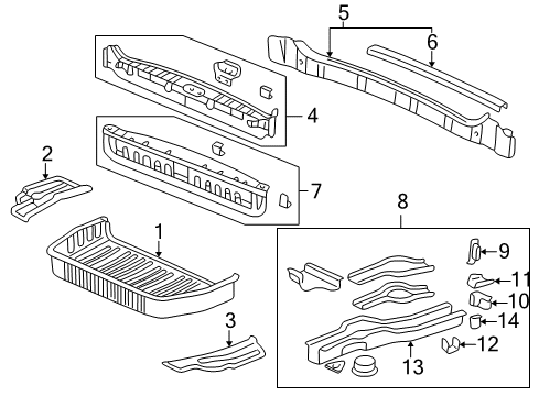 2000 Honda Odyssey Rear Body - Floor & Rails Flange, L. Frame End Diagram for 65669-S0X-A00ZZ