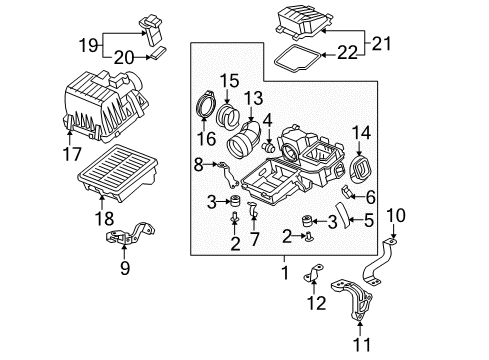 2010 Honda Fit Filters Stay B, Air Cleaner Diagram for 17211-RB1-000