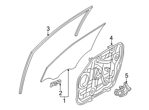 2022 Hyundai Santa Cruz Front Door Glass & Hardware MOTOR ASSY-FRONT POWER WDW, LH Diagram for 82450-N9010