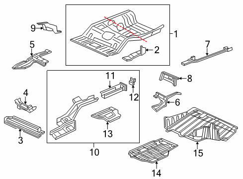 2012 Honda Civic Rear Body - Floor & Rails Crossmember, Left Rear Floor (Upper) Diagram for 65790-TR2-A00ZZ