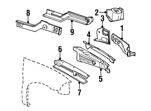 2002 Ford Windstar Structural Components & Rails Upper Reinforcement Seal Diagram for XF2Z-16E055-AA