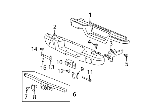 2008 Hummer H3 Rear Bumper Bumper Diagram for 15850414