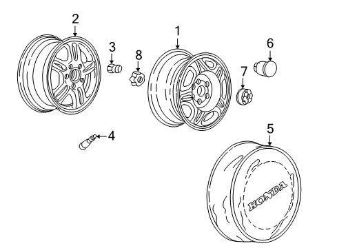 2002 Honda CR-V Wheels, Covers & Trim Disk, Wheel (15X6Jj) (Ring Techs) Diagram for 42700-S9A-003