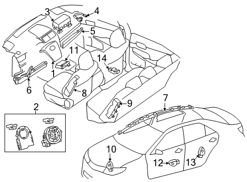 2013 Toyota Camry Air Bag Components Head Air Bag Diagram for 62180-06050