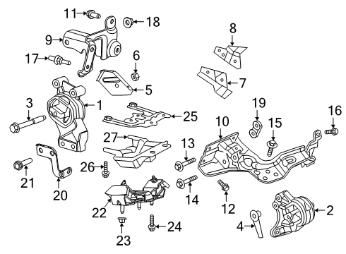 2019 Ram 1500 Automatic Transmission Shield-Engine Mount Diagram for 52122418AD
