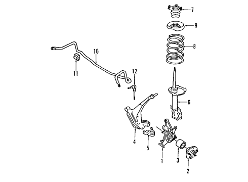 1995 Nissan Quest Front Suspension Components, Lower Control Arm, Stabilizer Bar Rod Assy-Connecting, Stabilizer Diagram for 54618-0B000