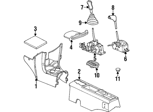 1996 Plymouth Breeze Console SHIFTER Diagram for CBMTC454
