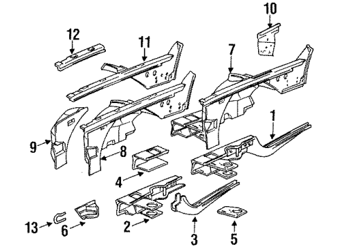 1989 BMW 535i Structural Components & Rails Connection Plate Right Diagram for 41111958046