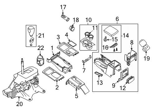 2008 Nissan Frontier Center Console Console Box-Floor Diagram for 96910-EA002