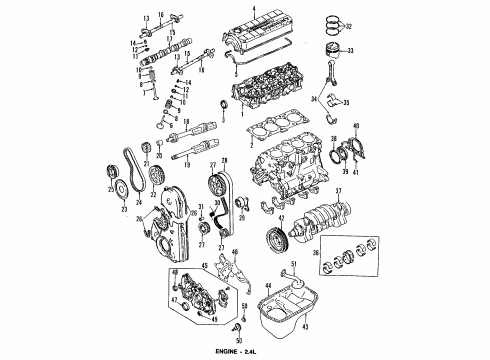 1995 Eagle Summit Engine Parts, Mounts, Cylinder Head & Valves, Camshaft & Timing, Oil Pan, Oil Pump, Balance Shafts, Crankshaft & Bearings, Pistons, Rings & Bearings Bearing-Crankshaft Diagram for MD327496