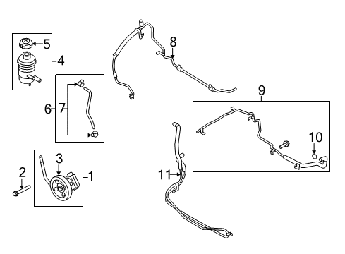 2009 Kia Borrego P/S Pump & Hoses, Steering Gear & Linkage Hose Assembly-Power Steering Oil Pressure Diagram for 575102J400