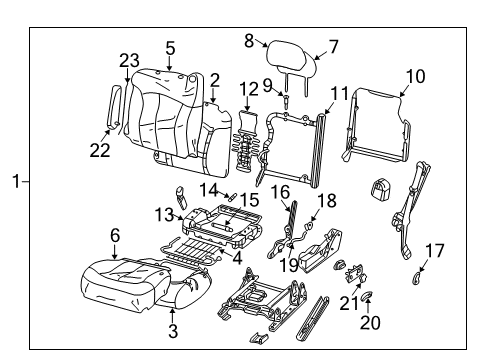 2001 Chevrolet Silverado 2500 HD Front Seat Components Seat Cushion Pad Diagram for 12473281