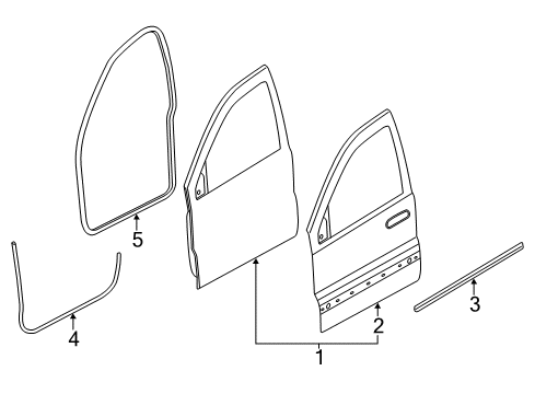 2011 Dodge Durango Front Door W/STRIP-Front Door Opening Diagram for 55399184AE