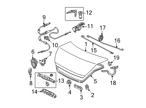 2010 Honda Accord Trunk Weatherstrip, Trunk Lid Diagram for 74865-TE0-A01