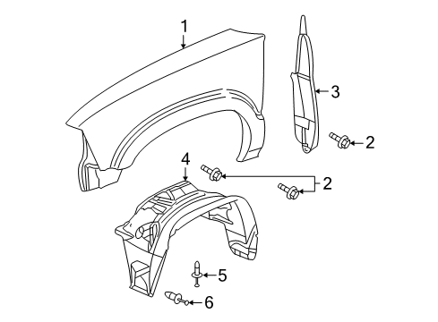 2003 Chevrolet Trailblazer Fender & Components Fender Diagram for 12477993