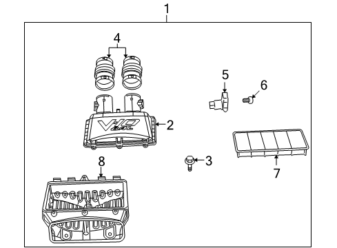 2009 Dodge Viper Air Inlet Fuel Clean Air Duct Diagram for 5038053AB