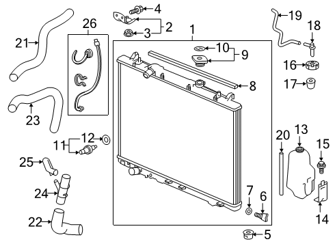 2020 Honda Passport Powertrain Control HOSE A, RESERVE TANK Diagram for 19103-RLV-A00