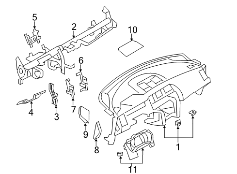 2014 Nissan Murano Cluster & Switches, Instrument Panel Panel & Pad Assy-Instrument Diagram for 68200-1GR2A