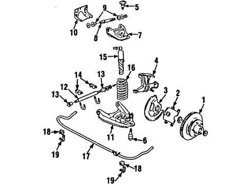 1984 GMC C2500 Suburban Front Suspension Shaft Unit-Steering Knuckle Lower Control Arm Diagram for 3901038