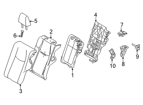 2022 Toyota Corolla Cross Rear Seat Components Seat Back Frame Diagram for 71018-0A040