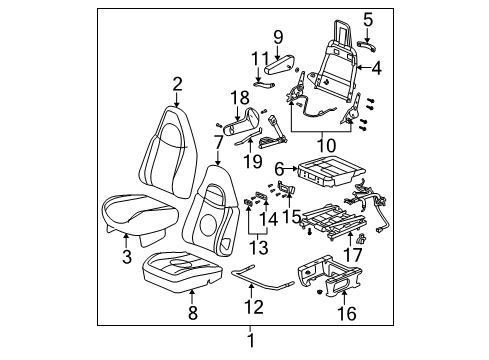 2003 Chevrolet Express 1500 Power Seats Adjuster Diagram for 19127220