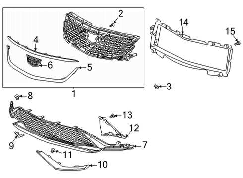 2022 Cadillac CT4 Grille & Components Bezel Diagram for 84636641