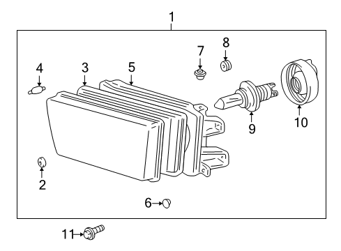 2000 Toyota 4Runner Bulbs Lens & Housing Spring Diagram for 90075-25513