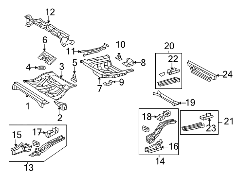 2011 Toyota Camry Rear Body - Floor & Rails Center Floor Pan Diagram for 58211-06160